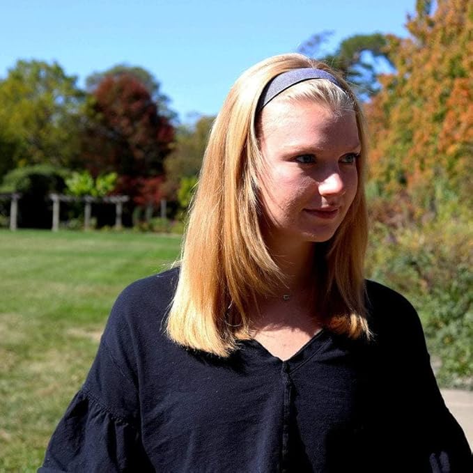 Sweaty Bands Womens Girls Headband - Non-Slip Velvet-Lined Fitness Hairband - Oxford Grey Black 1-Inch