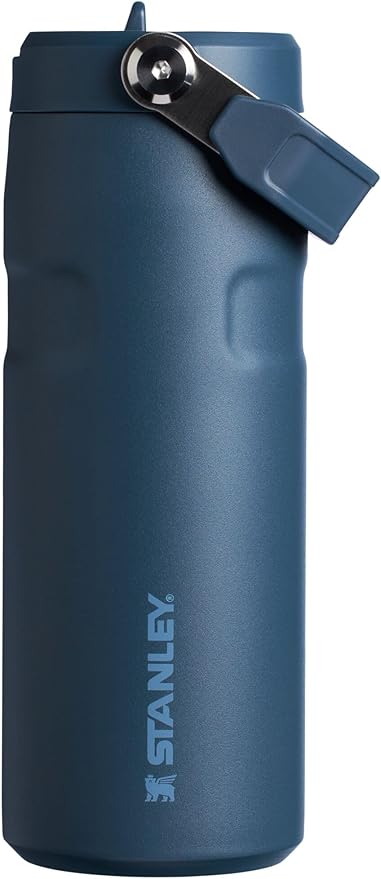 Stanley IceFlow Flip Straw 2.0 Water Bottle 16 OZ | Built-In Straw with Larger Opening | Lightweight & Leak-Resistant | Insulated Stainless Steel | BPA-Free | Navy