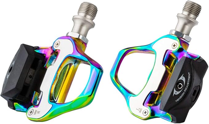 Bike Pedals Road Bike Pedals Ultralight Pedals Compatible with Shimano SPD-SL + Cleat Set + Cleat Covers, 3 in 1