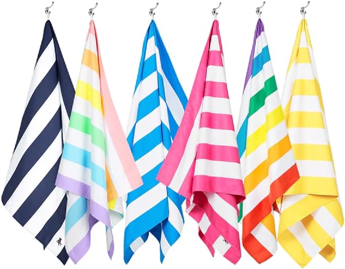 Dock & Bay Beach Towel - Quick Dry, Sand Free - Compact, Lightweight - 100% Recycled - Includes Bag -Cabana - Set J (6), Extra Large (200x90cm, 78x35)
