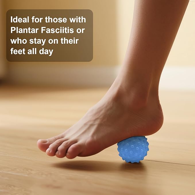 3 PCS Foot Massage Ball Roller Set with Lacrosse Ball, Spiky Ball, Massage Roller - Plantar Fasciitis Relief, Foot Massager for Muscle Pain Recovery, Trigger Point Therapy Tools