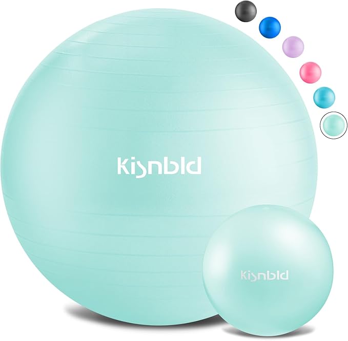 Exercise Ball, Extra Thick Yoga Ball for Workout Pregnancy Stability, 4 Sizes Anti-Burst Balance Ball with Foot Pump - Heavy Duty Fitness Ball Chair for Office, Home & Gym