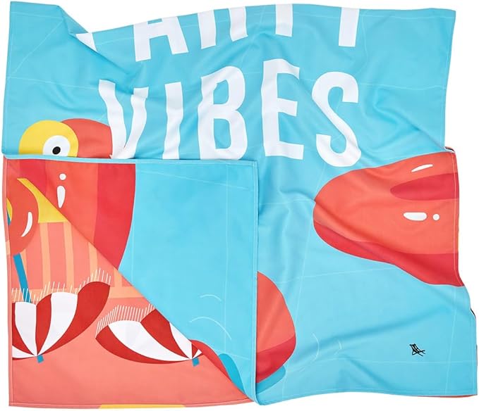 Dock & Bay Beach Towel - Quick Dry, Sand Free - Compact, Lightweight - 100% Recycled - Includes Bag - Pool Party Vibes - Large (160x90cm, 63x35)
