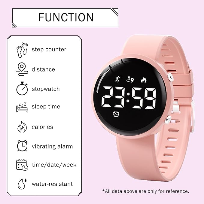 Fitness Tracker Watch with Step Counter Calorie Waterproof Pedometer Vibrating Alarm Digital Watches for Men Women Running Walking Workouts(NO APP)