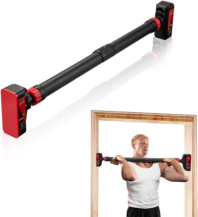 Pull Up Bar for Doorway, 440LBS Heavy-Duty Strength Training Chin Up Bar, Adjustable Width 27.2" - 36.2", No Screws Home Gym Equipment with Level Meter