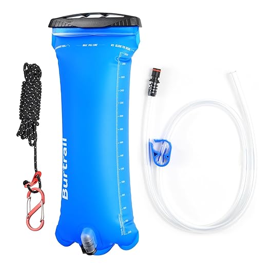 Gravity Water Bag, 3L Water Bag Compatible with Water Filtration System, Portable Gravity-Fed Water Bag for Camping Hiking Backpacking, Foldable & Hangable