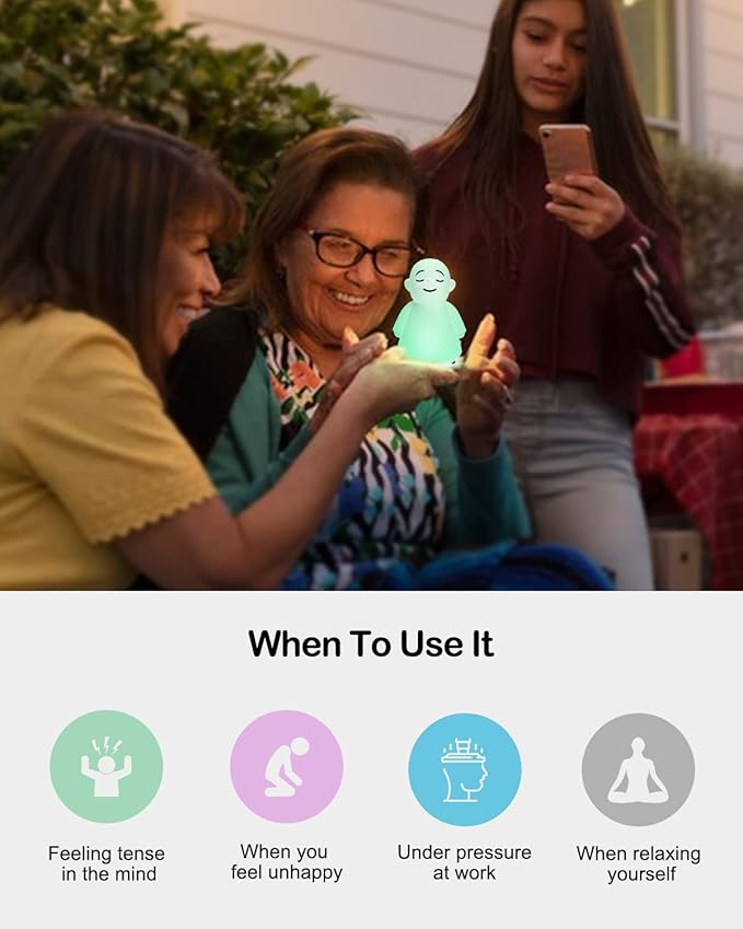 Mindfulness Meditation Anxiety & Stress Relief Tool for Women Men- Relaxing for Adults Kids - Upgraded 2 in 1 Touch Breathing Night Light