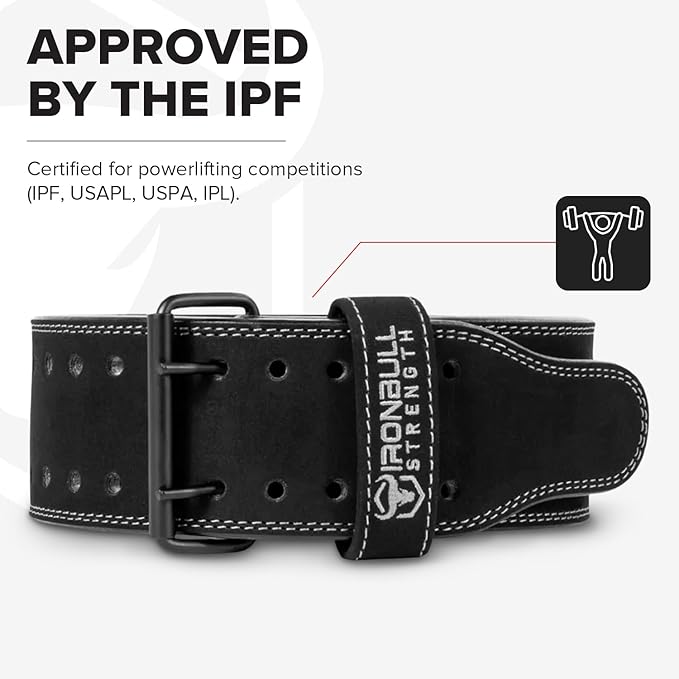 Powerlifting Belt - IPF Approved – Weight Lifting Belt 10mm - Prong Weightlifting Belt for Squats, Deadlift, and Bench Press – Lifting Belt Leather 4in for Men and Women – Back Brace for Gym, Workout, Strength Training, Strongmen & Power Lift