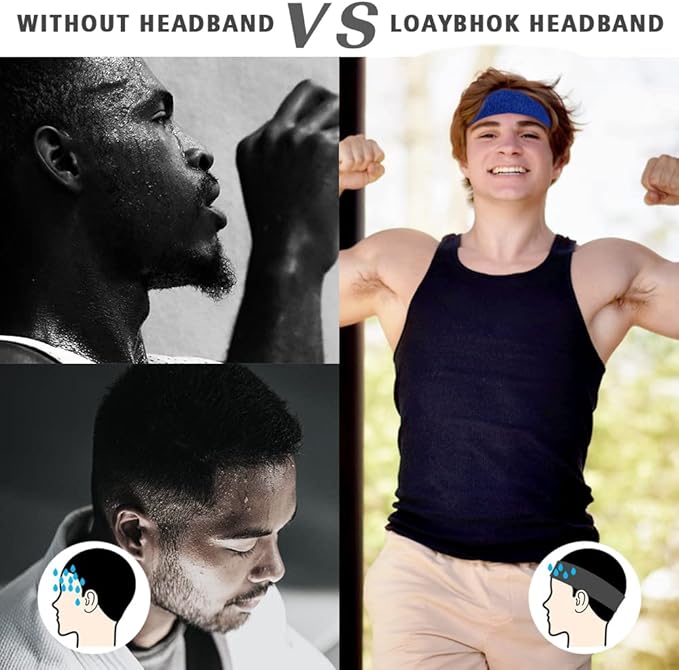 Sports Sweat Bands for Men -12 Pack Sports Headband and Wristbands, Sweatbands Colorful Cotton Sweat Band for Women ＆ Men Tennis Basketball Outdoor Athletic, Running, Gym