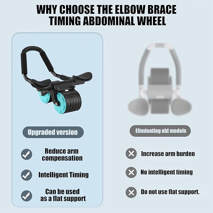 Uota Elbow Support Automatic Rebound Abdominal Wheel，Ab Roller for Abdominal Exercise Machine，Abs Workout Equipment，Dolly Core Strengthening Trainer Fitness Belly Training