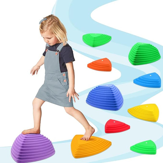 Gentle Monster Stepping Stones for Kids, Set of 11 PCS for Balance with Non-Slip Bottom - Exercise Coordination and Stability（11 pcs Classic）