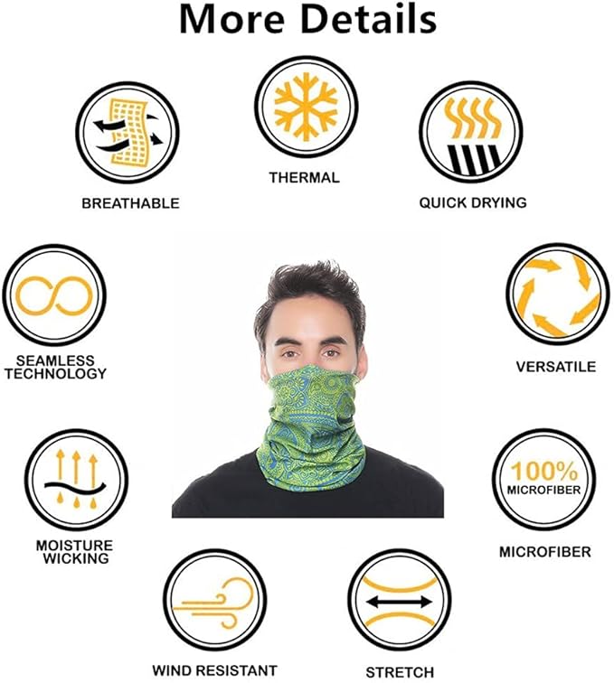 Headband Neck Gaiter Head Wrap Headwear Face Mask Magic Scarf Bandana for Men and Women