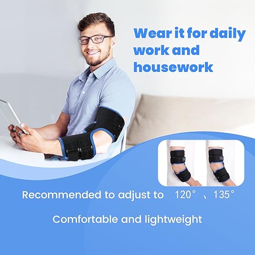 Cubital Tunnel Syndrome Elbow Brace, Ulnar Nerve Entrapment Splint, Elbow Immobilizer for Night Sleeping and Day Working, 4 Angles Adjustable, Fit Women & Men, Right & Left Arm - S
