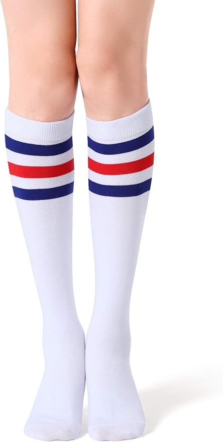 FITRELL Women's Knee High Socks Outdoor Sport Athletic Socks Casual Stripe Tube Socks 1-4 Pack