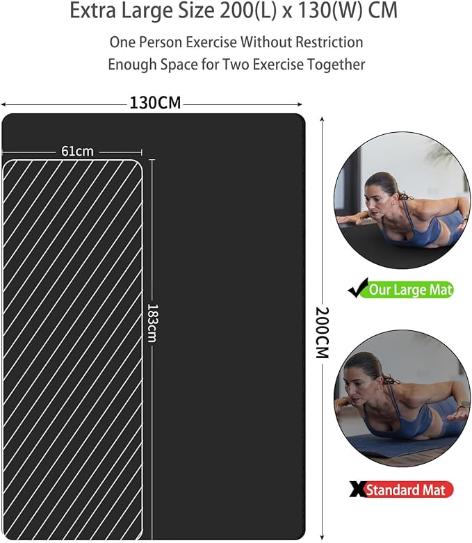 Large Yoga Mat 78"x 51" 20mm/15mm/10mm Thick Workout Mats for Home Gym, Extra Wide Workout for Women Men Gym Flooring Exercises