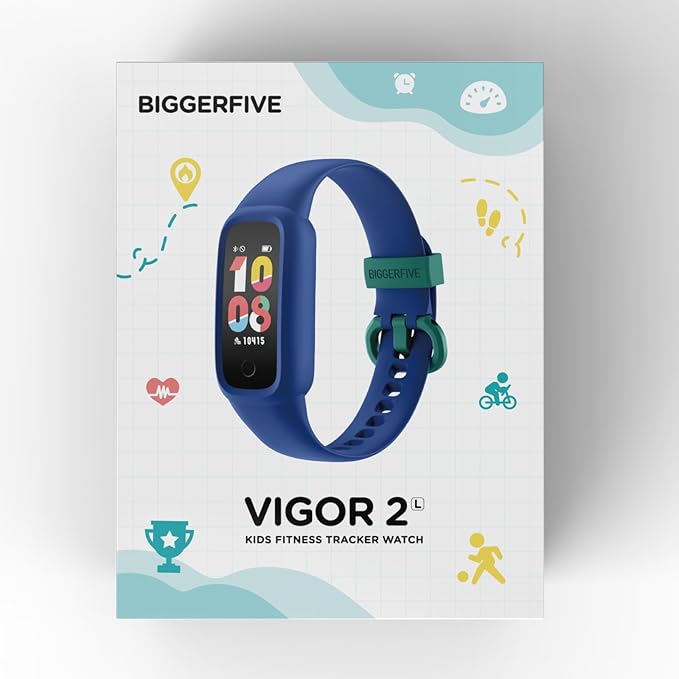 BIGGERFIVE Vigor 2 L Kids Fitness Tracker Watch for Boys Girls Ages 5-15, Activity Tracker, Heart Rate Sleep Monitor, IP68 Waterproof, Pedometer, Calorie Step Counter Watch, Purple