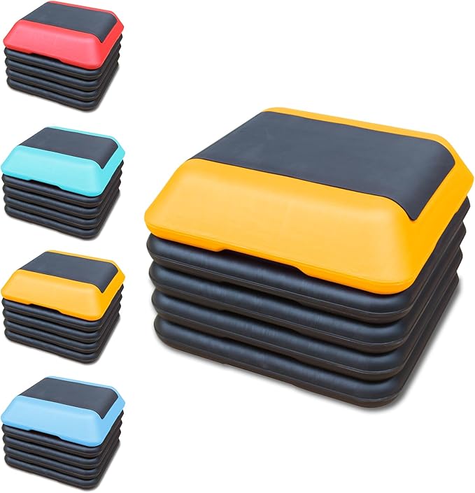 Aerobic Step Platform 30" × 14" Height Adjustable Workout Step for Fitness Strength Training with Risers Exercise Platform for Home Gym