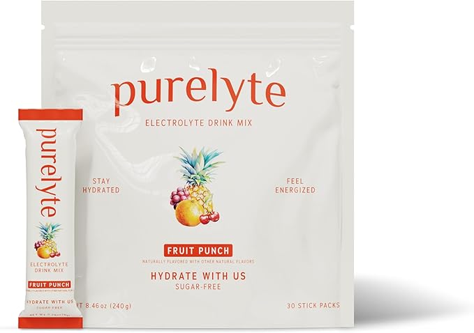 Electrolyte Drink Mix – Sugar-Free Hydration Powder Packets – Clean Electrolytes with Trace Minerals – Keto, Vegan, Gluten-Free – No Artificial Sweeteners – 30 Sticks – Fruit Punch