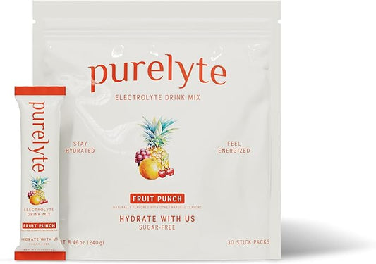 Electrolyte Drink Mix – Sugar-Free Hydration Powder Packets – Clean Electrolytes with Trace Minerals – Keto, Vegan, Gluten-Free – No Artificial Sweeteners – 30 Sticks – Fruit Punch