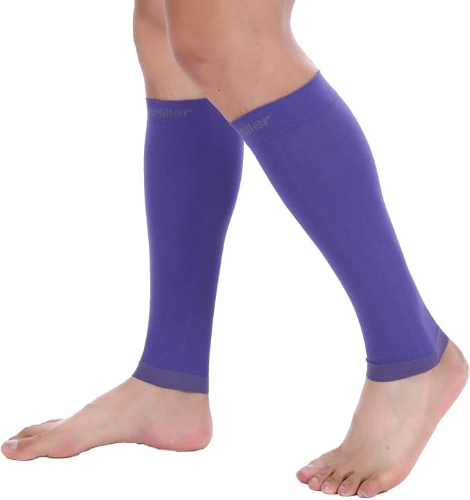 Doc Miller Compression Calf Sleeve for Men & Women, Premium Medical Grade, 15-20mmHg Graduated Support for Running, Calf Tear, Shin Splints, Knee High, Calf Sleeves, 1 Pair