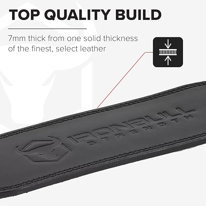 7mm Leather Weight Lifting Belt (IPF, USAPL, USPA, IPL USAW & IWF Approved) - 4" to 2” Tapered Premium Weightlifting Belt for Olympic Lifting, Powerlifting, Cross training, Gym, Workout & Weight Training - Weightlifting Belts for Men and Women