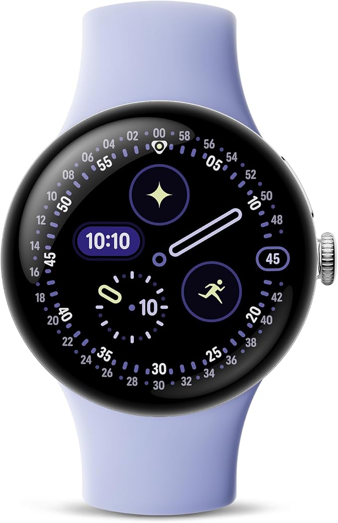 Google Pixel Watch 4 (41mm) - Android Smartwatch - Heart Rate and Sleep Tracking - 30-Hour Battery - Fitness Tracking - Google AI - Polished Silver Aluminum Case - Iris Active Band - LTE (2025 Model)