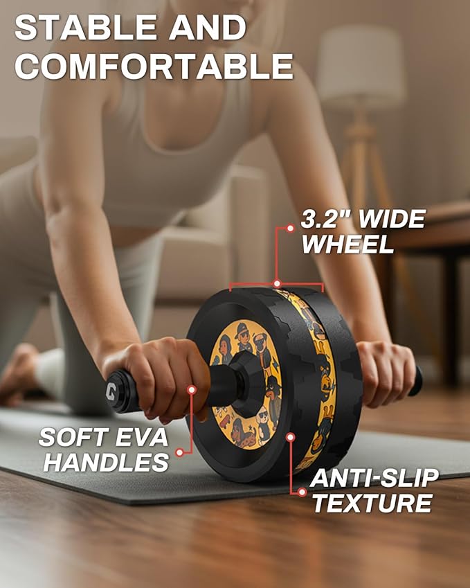 VINSGUIR Ab Roller Wheel, Abs & Core Workout Equipment for Home Gym with Knee Pad Accessories, Abdominal Wheel for Full-body Strength Training