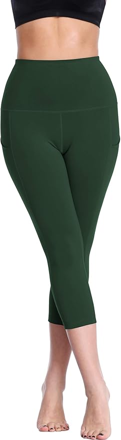 NELEUS Women's Tummy Control High Waist Capri Running Leggings Yoga Pants with Pocket