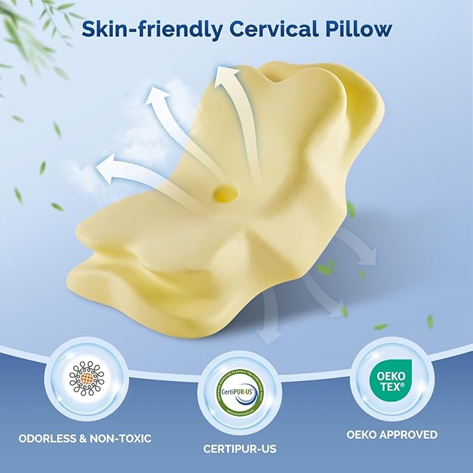 Cervical Neck Pillow, Ergonomic Side Sleeper Pillow for Neck Support, Cooling Memory Foam Pillows for Sleeping, Contour Orthopedic Bed Pillows for Side Back Stomach Sleepers with Removable Pillowcase