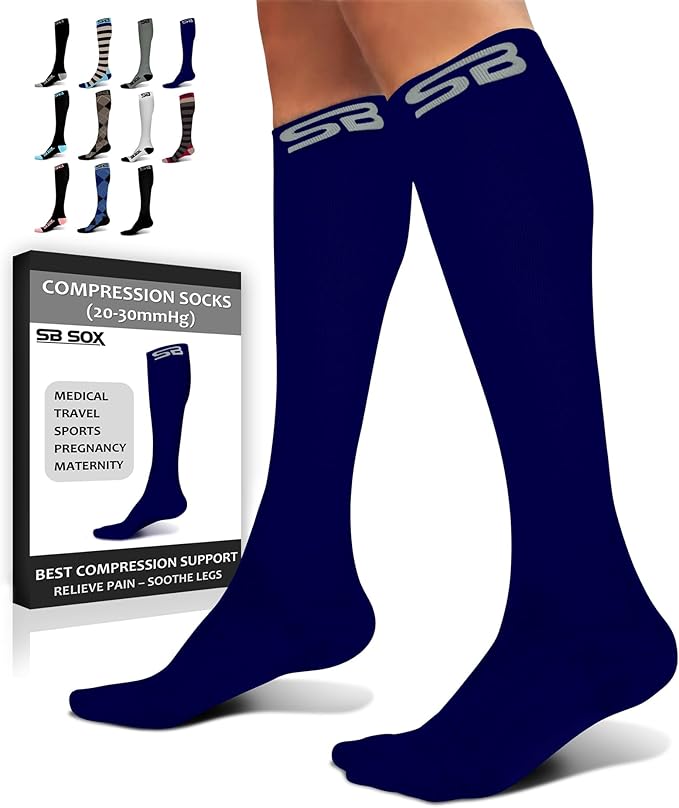 SB SOX Compression Socks for Men & Women (20-30 mmHg) - Best Support Stockings for Travel, Medical, and Sports - Perfect for Everyday Wear
