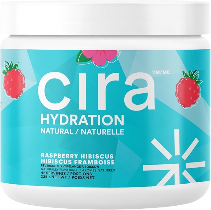 Cira Hydration Powder (45 Servings) - Natural Electrolyte Powder & Drink Mix, Naturally Flavored & Sweetened with Stevia & Himalayan Salt - Raspberry Hibiscus