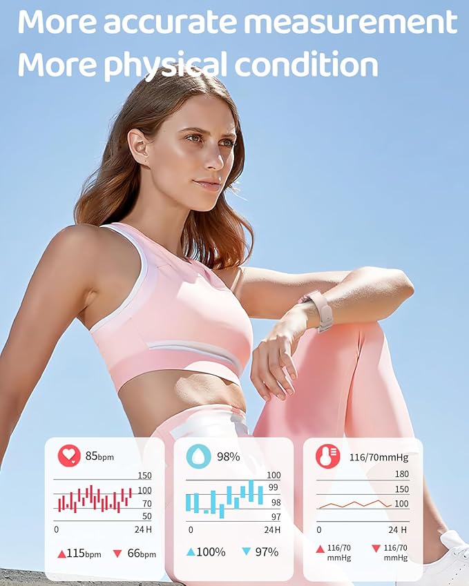 Smart Watch for Women, 1.85"HD Fitness Tracker (Answer/Make Call/Messages), 130+ Sport Modes with 24/7 Heart Rate/Sleep Monitor/Pedometer, IP68 Waterproof, Smartwatche for Android&iOS (Rose Gold)