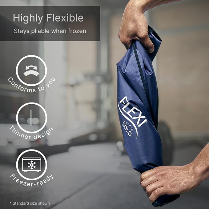 2 FlexiKold Gel Ice Packs (Standard Large: 10.5" x 14.5") - Reusable Cold Pack for Injuries, for Back Pain Relief, Migraine Relief Pad, After Surgery, Postpartum, Headache, Shoulder - 6300-COLD 2PK