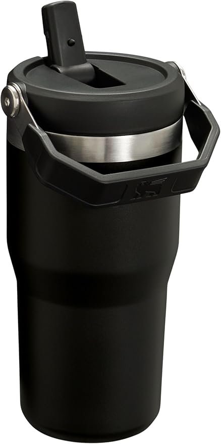 Stanley IceFlow Flip Straw Tumbler with Handle 20 oz | Twist On Lid and Flip Up Straw | Leak Resistant Water Bottle | Insulated Stainless Steel |BPA-Free | Black 2.0