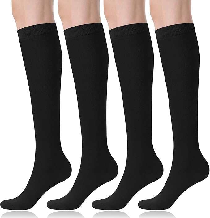 FITRELL Women's Knee High Socks Outdoor Sport Athletic Socks Casual Stripe Tube Socks 1-4 Pack