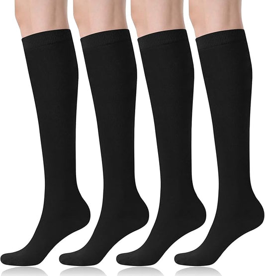 FITRELL Women's Knee High Socks Outdoor Sport Athletic Socks Casual Stripe Tube Socks 1-4 Pack