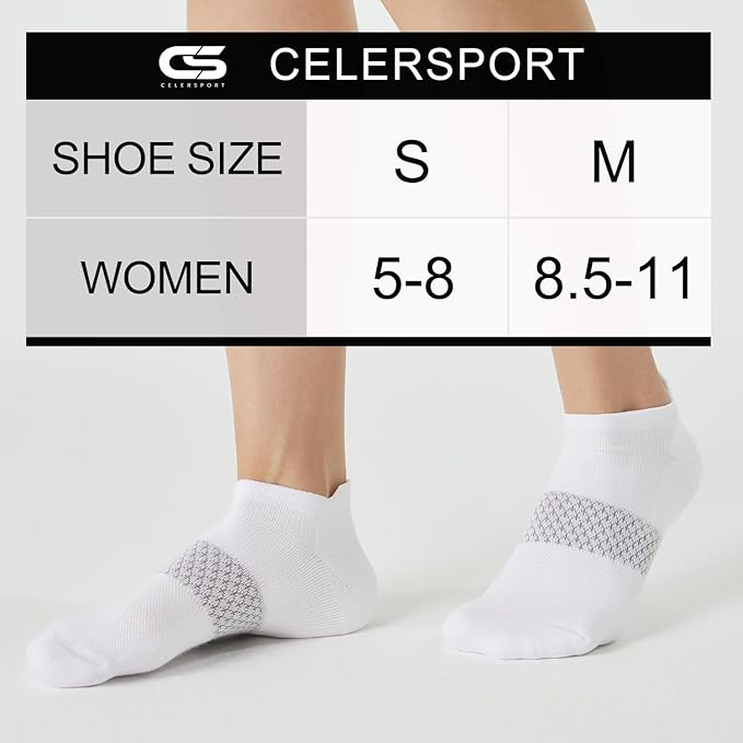 CS CELERSPORT 5 Pairs Women's Ankle Running Socks Cushioned Athletic Sport Socks with Tab