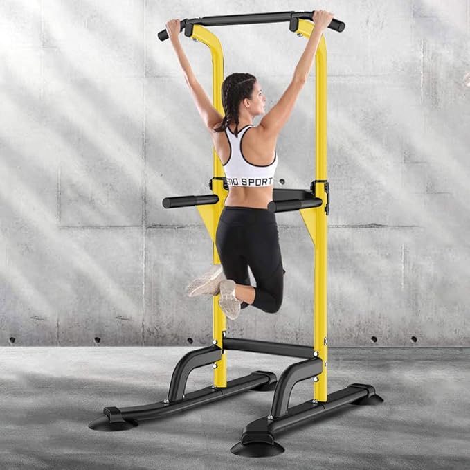 SogesHome Power Tower Pull Up Bar and Dip Station Adjustable Height Dip Stand Multi-Functional Strength Training Fitness Workout Station