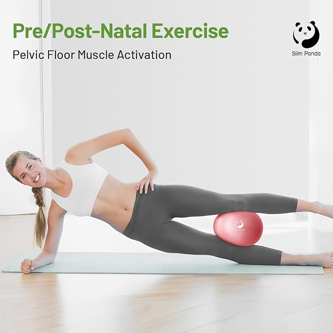 Slim Panda Pilates Ball, 9 Inch Small Exercise Ball, Anti Burst Mini Yoga Ball for Stability, Workout, Barre, Core Strength, Physical Therapy, Balance, Stretching
