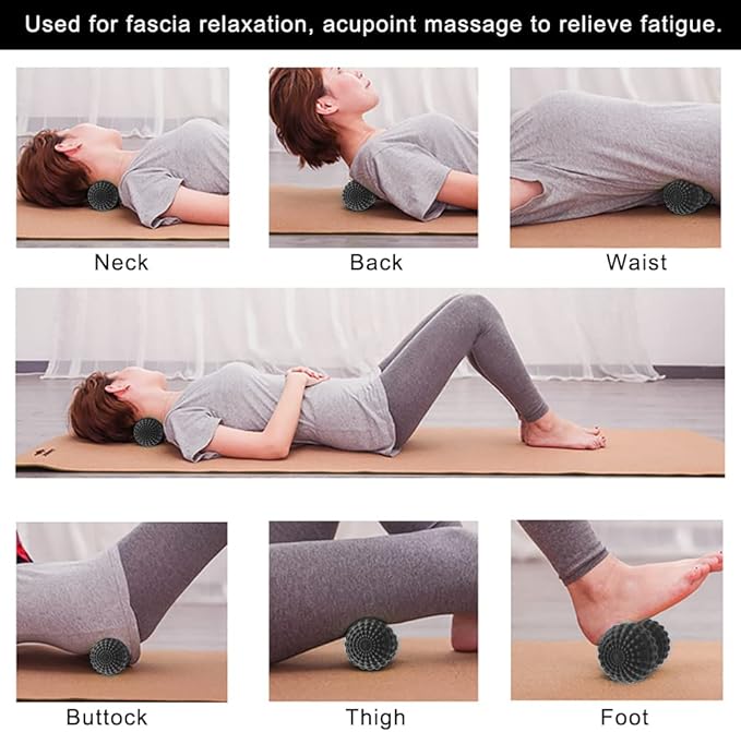 SELEWARE Peanut Massage Ball, Peanut Double Lacrosse Massage Roller Ball for Back Neck Shoulder Spine Legs HIPS, Deep Tissue Peanut Roller Ball Trigger Point Muscle Massage Ball, Black