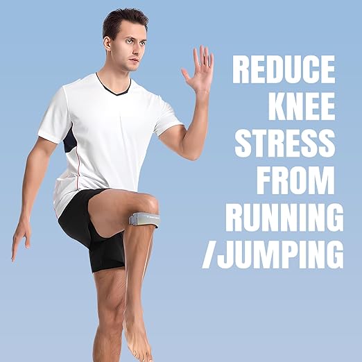 2-Pack Patella Knee Strap with Adjustable Compression & Ergonomic Silicone Pad – Lightweight Breathable Knee Support for Running, Jumping, Squats, Basketball, Workouts & Joint Pain Relief (Gray)