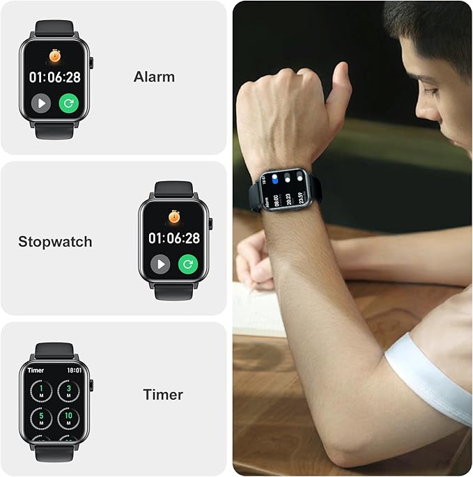 Smart Watch for Men Women 1.96" HD Screen Smartwatch Answer/Make Calls 100+ Sport Modes IP68 Waterproof Fitness Tracker with Step Counter,Sleep & Heart Rate Monitor for Android iOS Phones