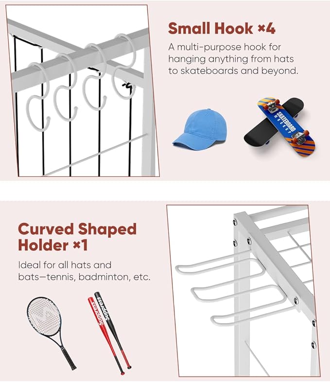 3 Tiers Dumbbells Yoga Mat Storage Rack with Elastic Straps for Kettlebells Foam Roller Resistance Bands Balls, Workout Equipment Organizer Weight Storage Holder with Hooks for Home Gym