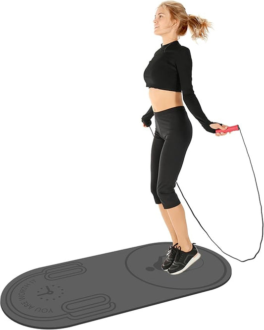 Non-Slip Jump Rope Mat Shock Absorption Rope Skipping Mat for Adults & Children Home Indoor Workout Exercise Mat