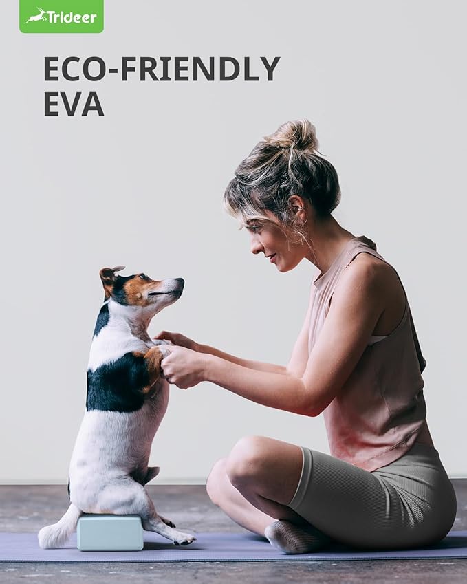 Trideer Yoga Blocks 2 Pack, Soft Non-Slip Foam Blocks with Beveled Edges for Alignment and Stretching in Yoga, Pilates, and Dance - Supportive, Lightweight, Odor Resistant, Latex-Free