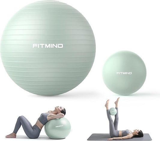 FITMIND_ Extra Thick Exercise Ball Yoga Ball 22in/26in/30in for Workout Pregnancy Stability,Anti-Burst and Slip Resistant Swiss Ball with Pump for Yoga, Pilates, Fitness,Birthing,Physical Therapy