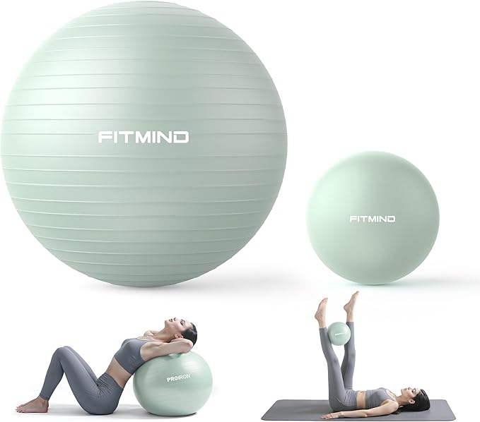 FITMIND_ Extra Thick Exercise Ball Yoga Ball 22in/26in/30in for Workout Pregnancy Stability,Anti-Burst and Slip Resistant Swiss Ball with Pump for Yoga, Pilates, Fitness,Birthing,Physical Therapy