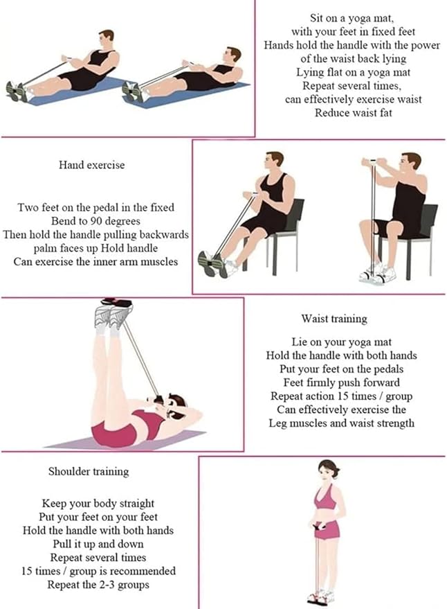 21 Fitness Resistance Bands - 4 Tube Pedal Ankle Puller, Yoga Handle Bands Exerciser Multifunction Trainer Tension Rope for Body, Abdomen, Waist, Arm, Tummy Exercise Stretching Training ( Color : Blue