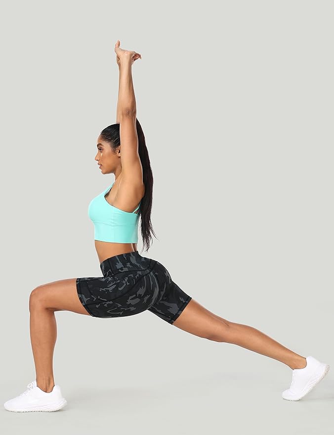 IUGA Biker Shorts Women 6" Tummy Control Workout Shorts Women with Pockets High Waisted Yoga Running Gym Spandex Compression