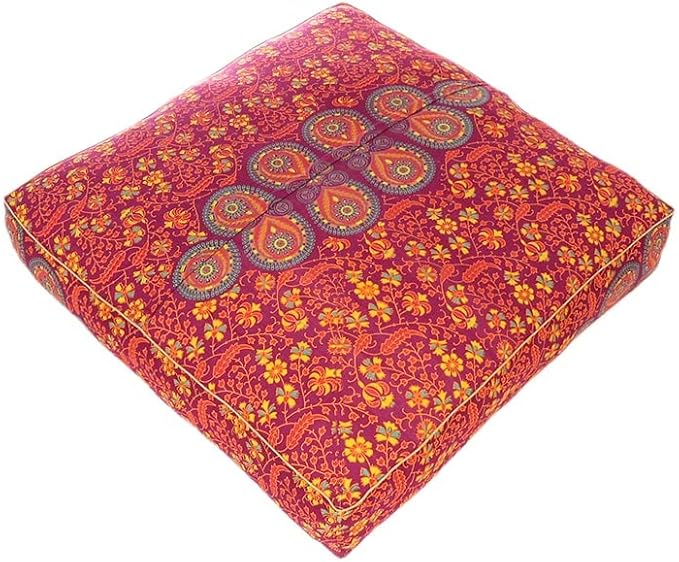 Eyes of India - Mandala Floor Pillow Cover Meditation Cushion Seating Throw Hippie Round Colorful Decorative Bohemian Indian Pouf Ottoman Handmade Cover ONLY (Burgundy, 35" x 35")